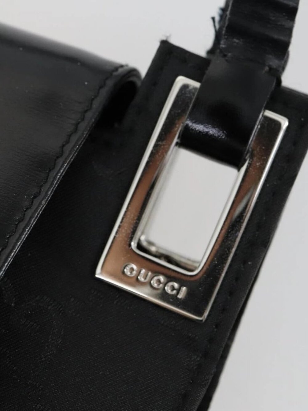 GUCCI GG Canvas Shoulder Bag Nylon Black Silver 001 3132 Auth 154414 - Picture 14 of 16